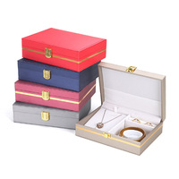 Boîte à bijoux en cuir PU brossé de luxe pour bague, collier, bracelet, ensemble de bijoux, emballage cadeau
