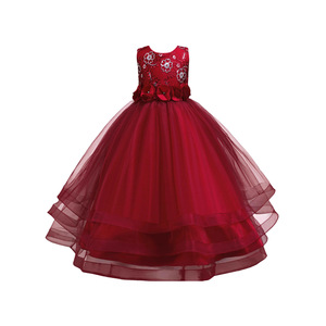 Robe de bal bleu marine pour filles, col rond, tutu en Tulle, Costume de fête de noël long pour enfants, taille 632 - Product Image 4