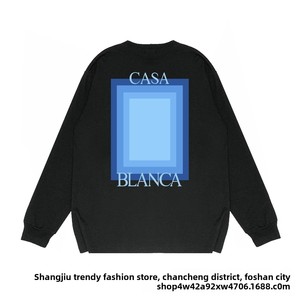 T-shirt a maniche lunghe in cotone 250g, girocollo, casual, minimalista, vestibilità ampia, con stampa Fantasy Portal, stile streetwear europeo-americano - Product Image 5