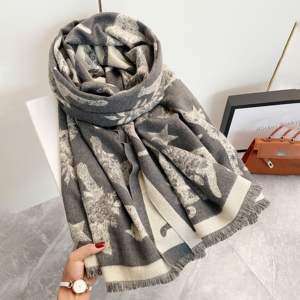 أزياء جديدة على الطراز الكوري القطط الحيوانية ونمط القمر وشاح طويل شتوي من الكاشمينا وشاح سميك دافئ للنساء شالات الباشمينا خمر - Product Image 5