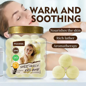 PUJIANA Bomba da Bagno alla Vaniglia Dolce in Barattolo, 100% Naturale a Base Vegetale, Ammorbidente per Pelle Secca, Aromaterapia Spa, Bombe da Bagno Solide Portatili - Product Image 2