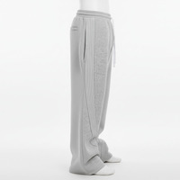 2026 Vente en gros Pantalon de jogging streetwear pour homme en coton, coupe oversize ample, jambe large, avec logo personnalisé et bandes latérales superposées