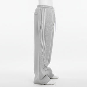 2026 Vente en gros Pantalon de <span class=keywords><strong>jogging</strong></span> streetwear pour homme en coton, coupe oversize ample, jambe large, avec logo personnalisé et bandes latérales superposées - Product Image 5