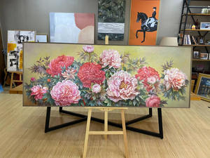 Peinture à la main <span class=keywords><strong>toile</strong></span> Art personnalisé naturel rose <span class=keywords><strong>pivoine</strong></span> fleur peinture à l'huile scène réaliste à la main peinture à l'huile sur <span class=keywords><strong>toile</strong></span> - Product Image 2