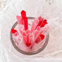 Pailles à boire jetables rouges et roses de 6 mm et 7 mm, pailles en plastique rigide réutilisables pour la Saint-Valentin, les mariages et les fêtes