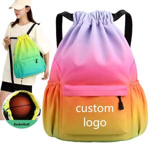 Sac à dos léger unisexe imperméable à cordon de serrage avec dégradé de couleurs, imprimé coloré, pour le basketball, la gym et le sport - Product Image 1
