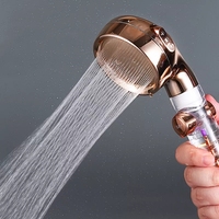 Kit de douche à main haute pression turbo économiseur d'eau avec pommeau de douche pluie à hélice en plastique ABS, finition filtrée, support inclus