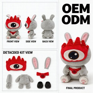 ของเล่นตุ๊กตาผ้ากำมะหยี่ปักลายตามสั่งจากโรงงาน สำหรับวันครบรอบ วัสดุผ้ากำมะหยี่นุ่มพิเศษ ตัวเลือกผ้า/ลาย/โลโก้แบบกำหนดเอง - Product Image 1