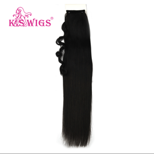 Extensions de cheveux queue de cheval à enrouler, cheveux humains vierges Remy, 12 à 40 pouces, 80 à 100g par paquet, installation facile avec clip, peigne et bande magique - Product Image 1