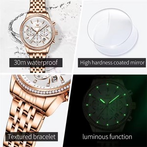Gran oferta Olves 5582, relojes de cuarzo a la moda para mujer, relojes de pulsera con calendario luminoso impermeables, relojes con correa de acero inoxidable - Product Image 4