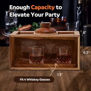 Kit de Ahumador de Bourbon Moderno y Ecológico de Acero Inoxidable y Melamina para Regalo de Hombre, Pistola para Ahumar Whisky, Bandeja para Alimentos, Virutas de Madera, Bar - Product Image 4