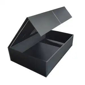 黑色定制纸箱印刷纸板纸带磁性盖可折叠可折叠设计礼品包装刚性盒