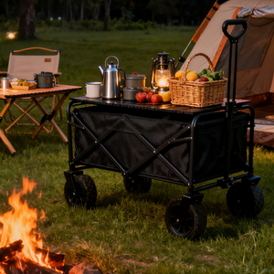आउटडोर शिविर शॉपिंग पिकनिक के लिए थोक पोर्टेबल फोल्डेबल चार पहिया भंडारण सभी इलाके का उपयोग शिविर कार्ट - Product Image 2