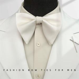 ผ้าไหมคลิปโลหะทักซิโด้ปักลายสีธรรมดาสีดำขนาดใหญ่ผูกโบว์ผูกไว้ล่วงหน้าสำหรับผู้ชาย - Product Image 2