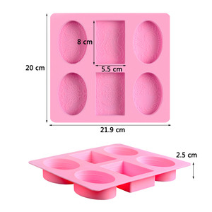 <span class=keywords><strong>Molde</strong></span> de silicona ovalado <span class=keywords><strong>rectangular</strong></span> <span class=keywords><strong>3D</strong></span> de 6 cavidades personalizado al por mayor para hacer velas de jabón - Product Image 2