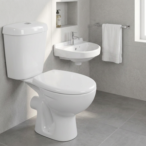 Ensemble WC suspendu deux pièces avec siphon en S et en P, double chasse, et lavabo mural – Vente en gros directe usine indienne - Product Image 6