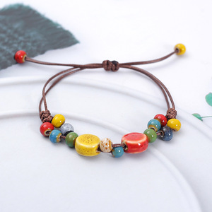 กำไลข้อมือเซรามิคเคลือบแบบชนเผ่ากำไลข้อมือเซรามิคหลากสีพร้อมของขวัญชายหาดสำหรับเด็กผู้หญิงกำไลข้อมือเซรามิกเคลือบแบบปรับได้ - Product Image 4