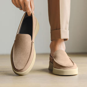 Chaussures décontractées basses noires à enfiler pour hommes en faux <span class=keywords><strong>daim</strong></span>, avec soutien de la voûte plantaire, design de luxe, jetables, à ressort, prix bas - Product Image 5