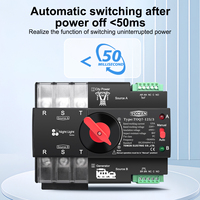 TOMZN Riel DIN ATS Trifásico 3P 63A 100A 125A 220V 230V Conmutador Selector Eléctrico de Transferencia Automática de Doble Alimentación Ininterrumpida