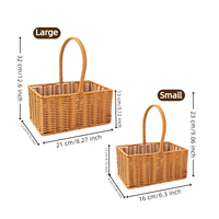 Panier rectangulaire en PP tissé à la main imitation rotin avec poignée, panier de rangement pour fleurs, cadeaux et bonbons d'Halloween