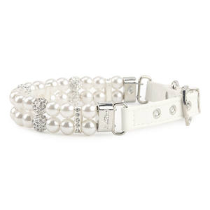 Moda PU cuero ajustable Rhinestone perla gato perro Collar para perros pequeños collar - Product Image 3