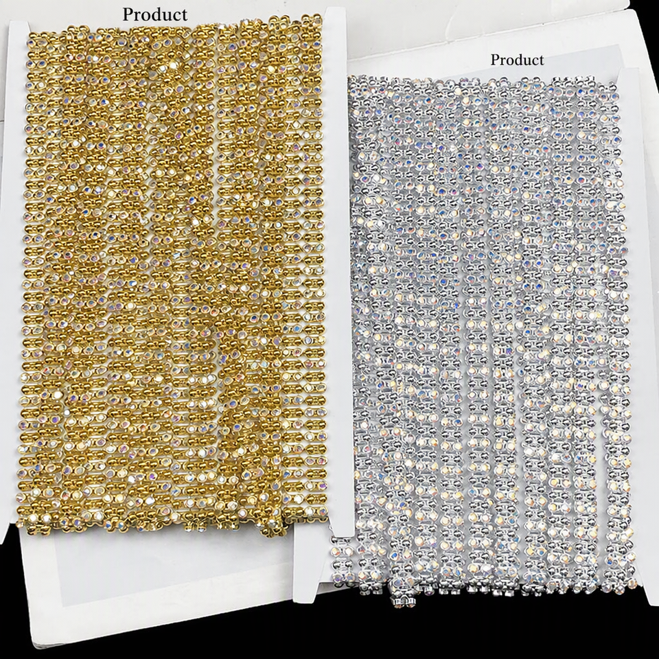 New 0.9cm Rhinestone Chain Woven Lace Trim DIY for Collar Accessories ...
