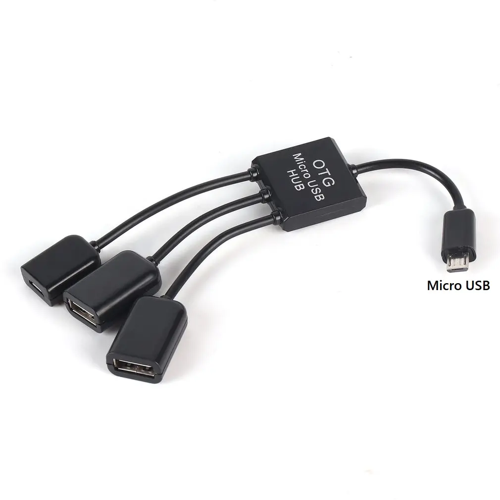 3 in 1 Micro USB Type C HUB Male to Female Double USB 2.0 Host OTG Adapter Cable For Smartphone Computer Tablet 3 Port