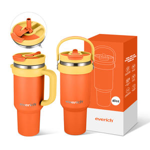 Keluaran baru Tumbler 40oz dengan pegangan dan tutup sedotan vakum berdinding ganda baja tahan karat terisolasi - Product Image 1