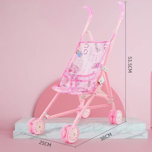 Hermoso Cochecito de Juguete para Niñas, Cochecito <span class=keywords><strong>Plegable</strong></span> para Bebés y Niños Pequeños, Cochecito con Parasol, <span class=keywords><strong>Carrito</strong></span> de Juguete de Hierro - Product Image 2