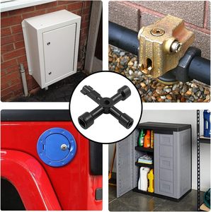 Chiave Multiuso in Lega <span class=keywords><strong>di</strong></span> Zinco a 4 Vie, Chiave Multifunzione per Spurgo Radiatori, Idraulica e Uso Domestico per Gas, Acqua, Armadi e Contatori - Product Image 6