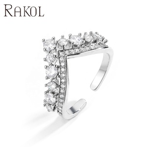 Rakol Sp3374 Cubic Zirconia & Quần Vợt Sang Trọng Silicon Đá Nhẫn Cưới Trang Sức <span class=keywords><strong>Set</strong></span> Vương Miện Cuff Vòng Đeo Tay - Product Image 5