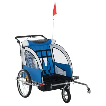 2 In 1 passeggino per bambini rimorchio per bici per bambini rimorchio da viaggio impermeabile a doppia funzione rimorchio per cani con copertura per camper In vendita