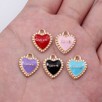 Amuleto de Corazón Rojo con Puntos, en Aleación de Zinc con Esmalte Dorado, para Pulseras de la Amistad, Regalos