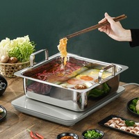 Vente chaude Double Saveur Hot Pot Chinois Induction Hotpot En Acier Inoxydable Carré Pot Commercial Cuisinière Mini Hot Pot