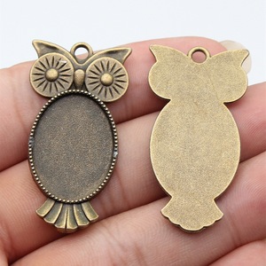 Starburst-Eulen-Augen-Ovalfassung-Anhänger, antiksilberne Zinklegierung Cabochon-Fassung für Vogelbeobachter-Geschenk - Product Image 3