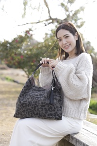 Sac fourre-tout en toile pour femme, orné de strass, motif à pois, avec poignées en cuir PU, grande capacité - Product Image 4