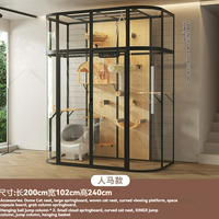 Villa moderne pour chat en bois Happy Cat, isolée thermiquement, résistante aux intempéries, avec griffoir pour l'élevage de plusieurs chats