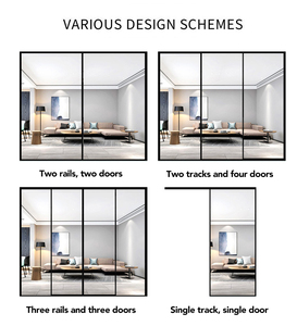 Verre à cadre en alliage d'aluminium français économe en énergie à vendre des portes-fenêtres coulissantes de sécurité en noir trempé - Product Image 4