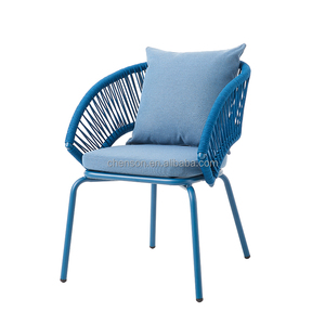 Modern Rope Patio Furniture Balcony Coffee Table <strong>Bistro</strong> <strong>Set</strong> <strong>4</strong> <strong>Seater</strong> Round Table Restaurant Dining <strong>Set</strong> With Cushions - Product Image 2