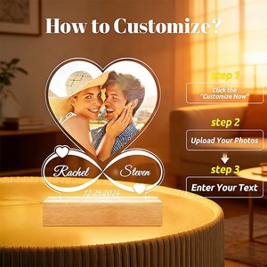 <span class=keywords><strong>Cadre</strong></span> <span class=keywords><strong>photo</strong></span> personnalisé avec nom et lumière LED USB flottante pour couple, anniversaire, maman, femme, cadeau - Product Image 2