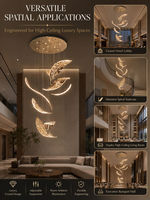 Lustre en cristal de luxe en forme de feuille, luminaire suspendu en or titane, lampe LED pour escalier, hôtel, villa, salle de banquet