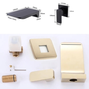Grifo de lavabo, mezclador de pared para bañera, tazón de mesa superior, interruptor de descarga de <span class=keywords><strong>agua</strong></span>, <span class=keywords><strong>cascada</strong></span> dorada, lavado oculto, grifos de lavabo integrados - Product Image 6