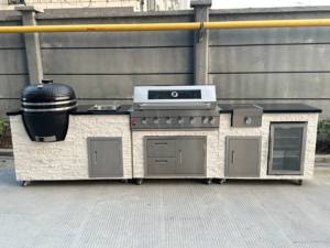 Cozinha Externa Moderna Durável com Churrasqueira Modular Kamado com Backsplash Torneira Corrediça de Gaveta e Cesta de Gaveta Acessórios - Product Image 3