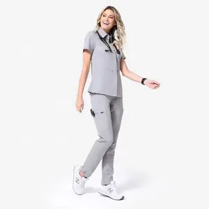 hot sale Medical Scrubs Spa Beauty Salon Nursing Uniforms with pocket and zipper