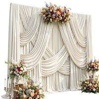 Rideau de fond de scène de mariage en polyester extensible 3D personnalisé, draperies en soie de lait douce pour la décoration de scène d'événements, de cérémonies et de fêtes