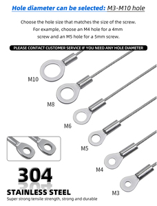 Prezzo di fabbrica <span class=keywords><strong>2</strong></span>*300mm 304 cavi in acciaio inossidabile con anello e gancio a scatto - Product Image 5