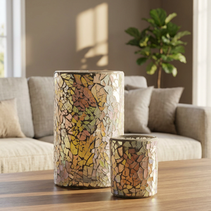Porte-bougie en verre mosaïque fait main, bougie LED sans flamme, pot décoratif pour bougie votive, pour la maison, les mariages, Noël - Product Image 3