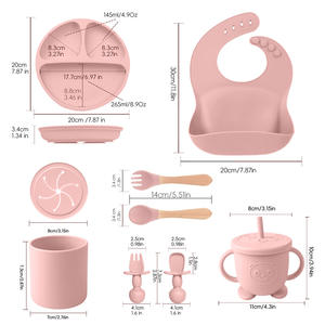 Juego de Vajilla Infantil de 10 Piezas, Set para Bebés que Aprenden a Comer con Tazones, Platos, Cucharas de Silicona y Baberos - Product Image 2