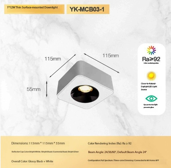 Single head 12W (white shell black cup)