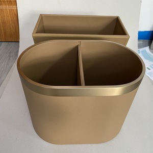 <span class=keywords><strong>Poubelle</strong></span> à ouverture supérieure en métal et cuir au design original pour la maison, la salle de bain, les toilettes, la <span class=keywords><strong>cuisine</strong></span>, le salon, ovale, tri des déchets - Product Image 1